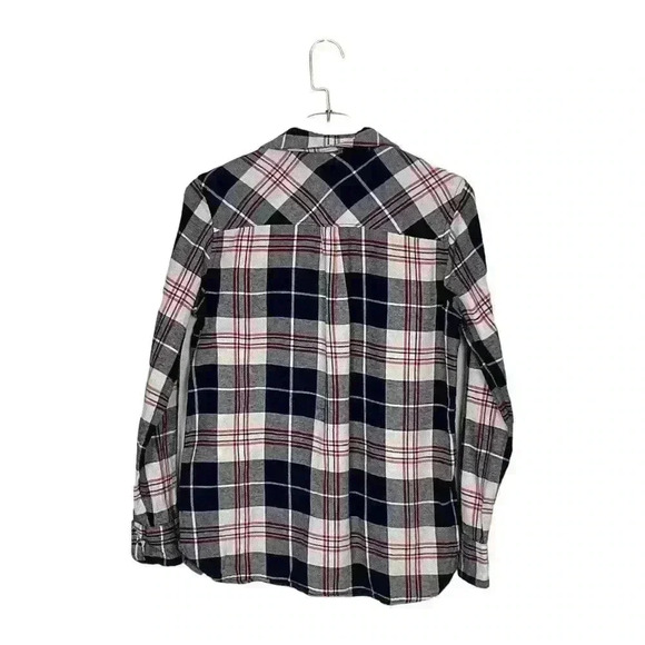 Woolrich Women's  Navy With Pink Button-Up Flannel Shirt SIZE-MEDIUM - Picture 4 of 5